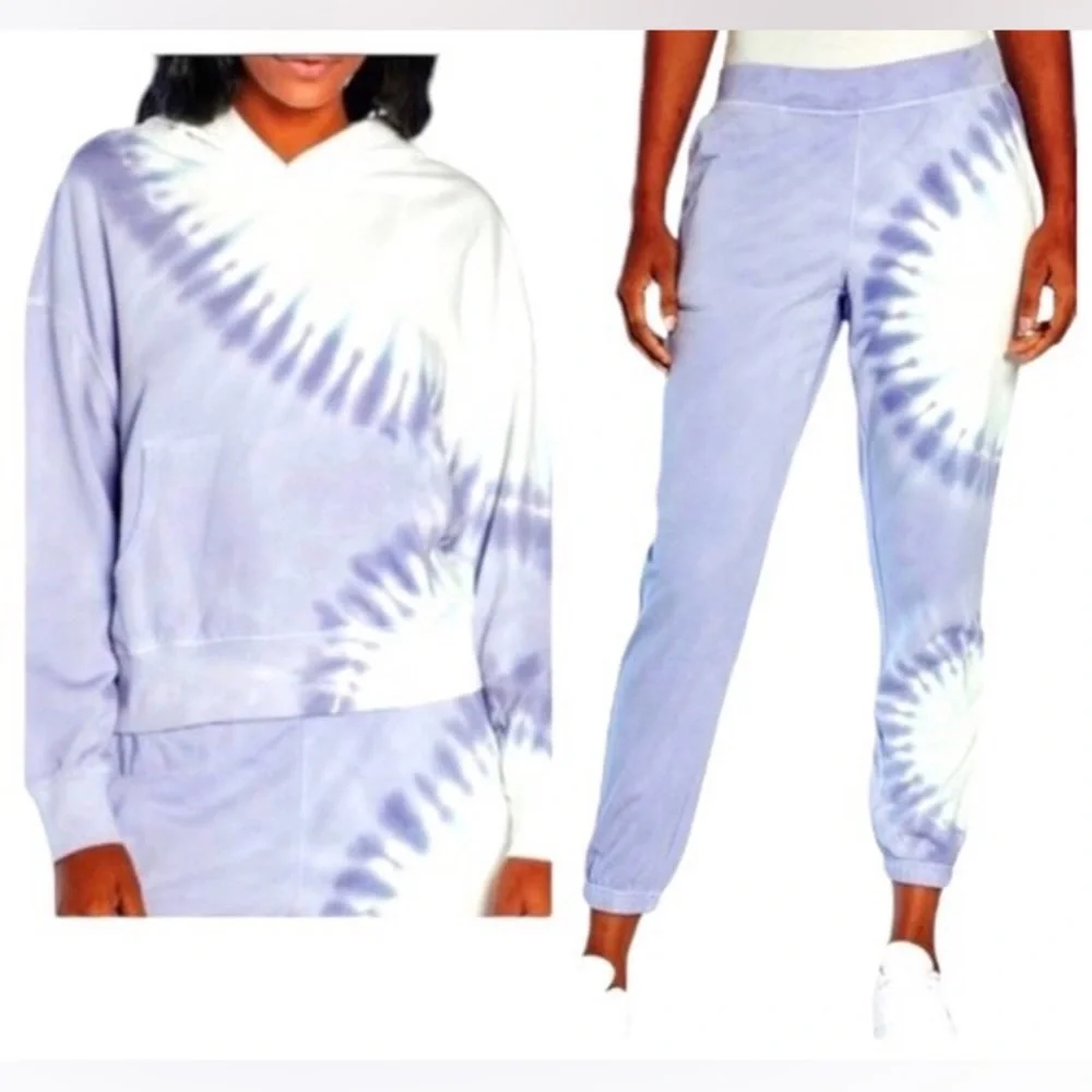 NWT Wildfox Shibori Tie Dye Lavender & Teal Sweatpants / French Terry Joggers - Picture 5 of 12